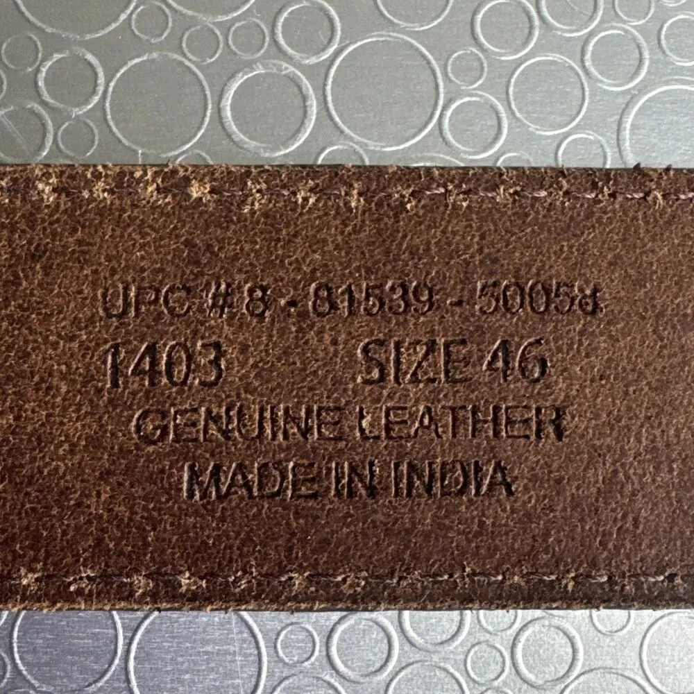 George Mens 46 Chocolate Grain Leather Belt Classic Big Tall Textured